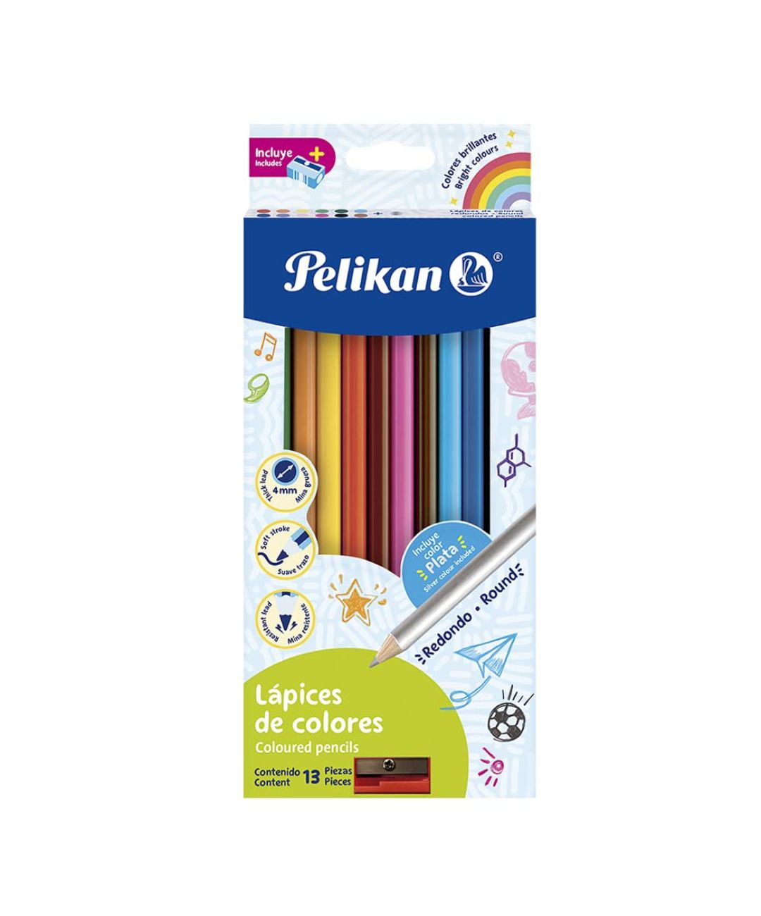 LAPICES DE COLORES 12 LARGOS REDONDOS PELIKAN