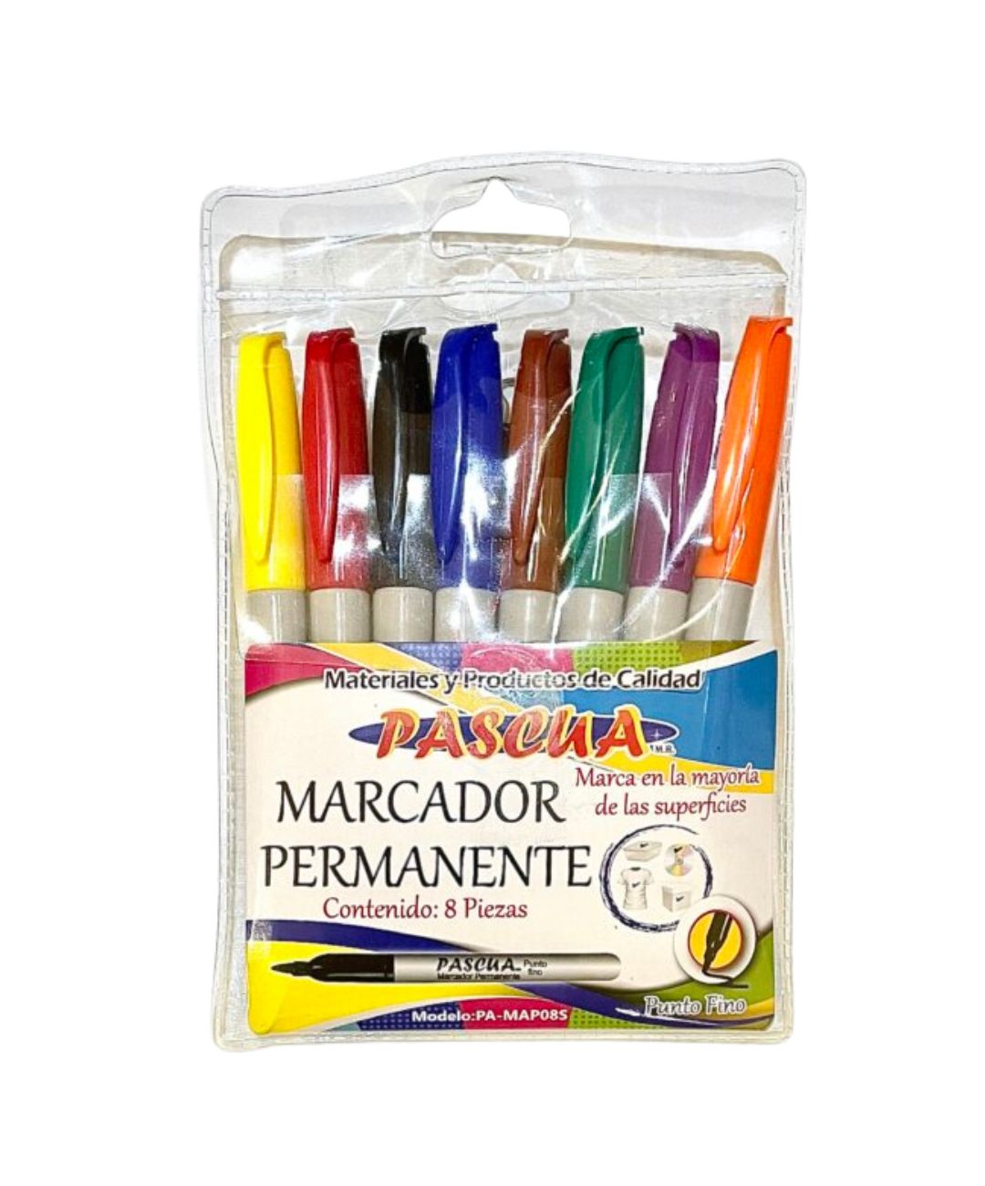 MARCADOR PERMANENTE PUNTO FINO ESTUCHE C/8 PASCUA