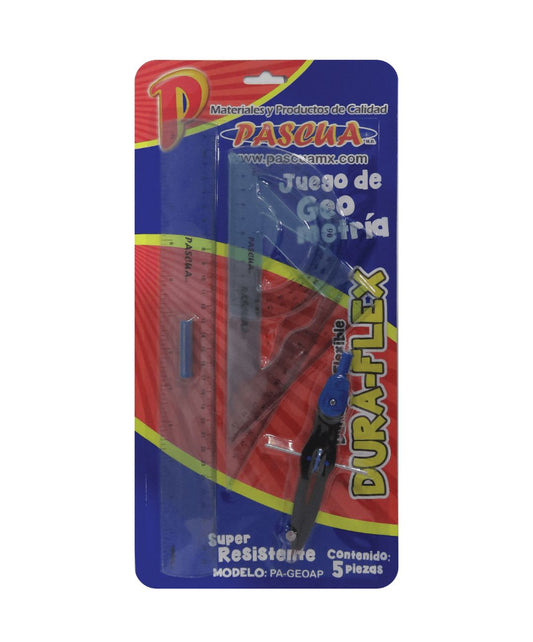 JUEGO DE GEOMETRIA FLEXIBLE COMPAS PLASTICO PRECISION PASCUA