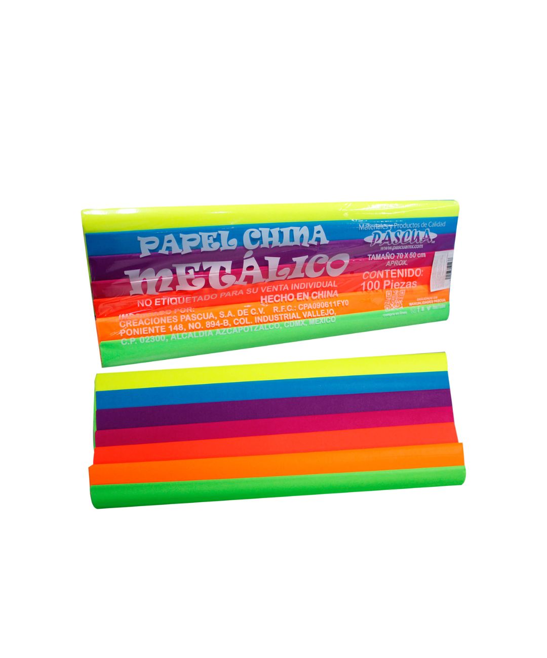 PAPEL CHINA SURTIDO NEON C/100PZ PASCUA