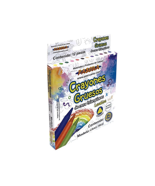 CRAYONES G/CERA TRIANGULAR LAVABLE C/12 PASCUA