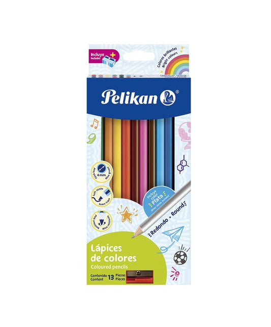 LAPICES DE COLORES 12 LARGOS REDONDOS PELIKAN