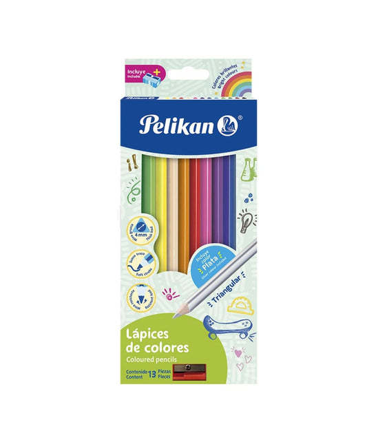 LAPICES DE COLORES 12 LARGOS TRIANGULAR PELIKAN
